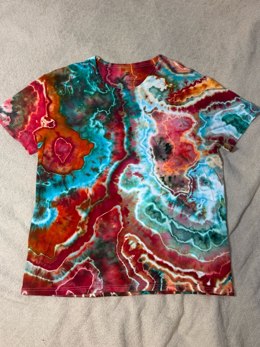 Hanes Tie-Dye Short Sleeve T-Shirt in Red, Blue, Teal, Orange